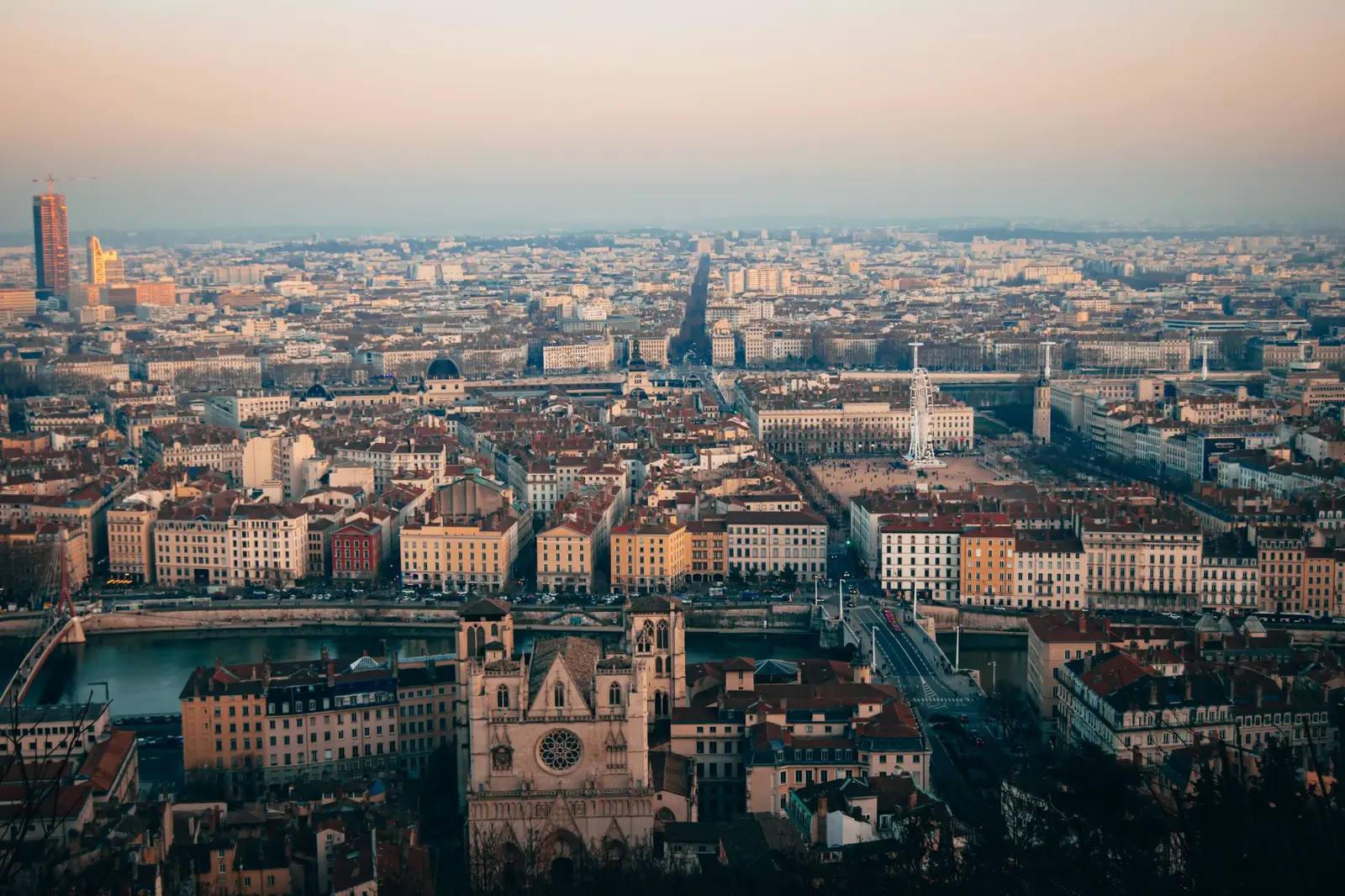Vue sur la Presqu'île de Lyon depuis Fourvière